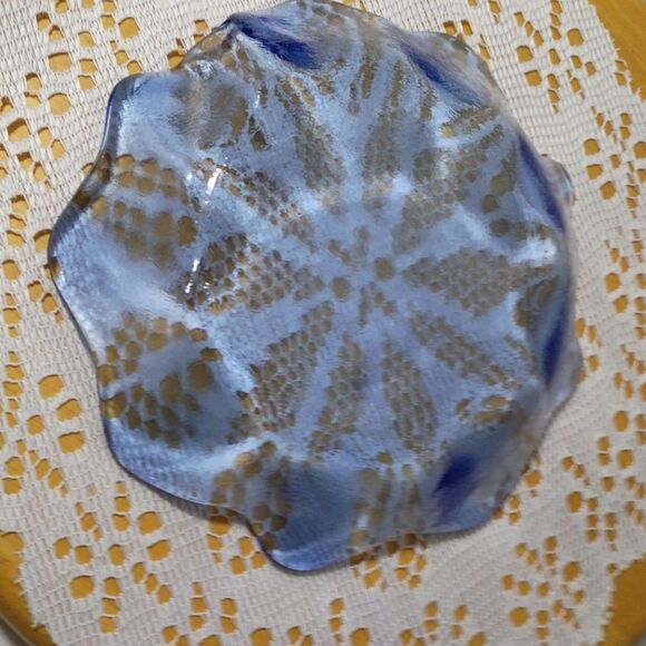 Antique blue ombre to clear glass ruffled bowl Steuben Glass Art~Antique~ - Picture 5 of 9